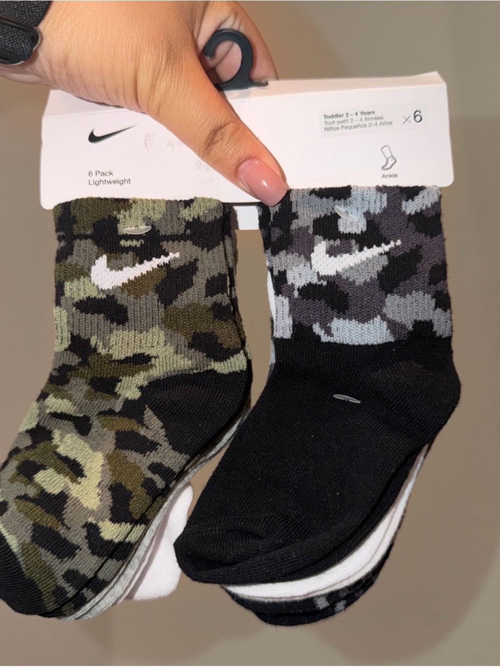 Nike Camouflage Ankle Socks - Green & Gray (6-Pack)